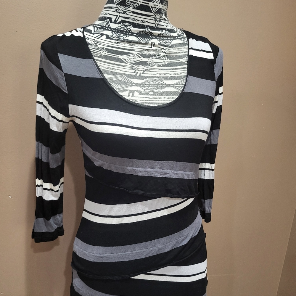 White House Black Market Striped Tiered Dress sz XS